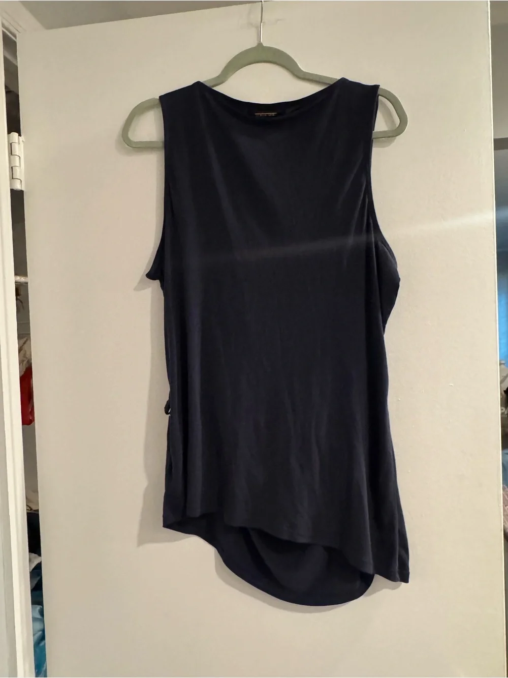 Michael Kors Navy Draped Twist Front Tank Top Women's Size XL Sleeveless Blouse